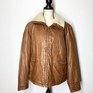 Ana women’s jacket faux leather size XL brown